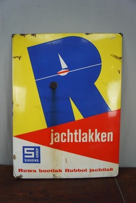 Original Enamel Sign Sikkens Jachtlakken Rubbol Jachtlak Ruwa Bootlak Holland