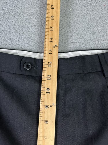 Zanella Jesse Pants Mens 34x31 Black Pleated Cuffed Wool Trousers Made in Italy - Picture 8 of 19