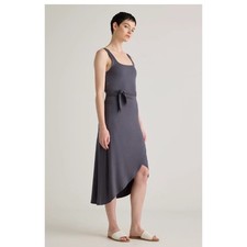 NWT Quince Tencel Jersey Side Tie Midi Dress Gray Small