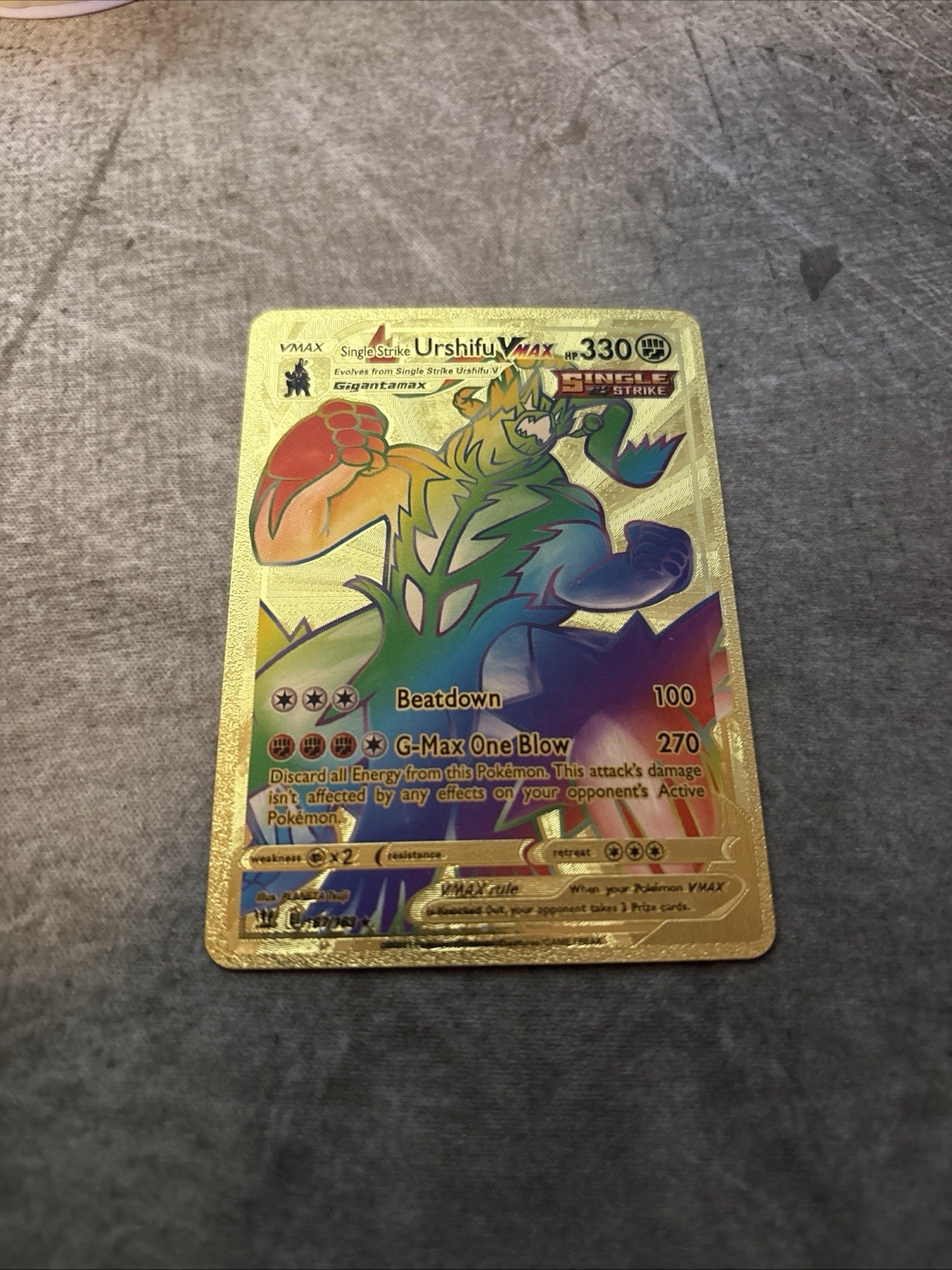 Pokemon🔥Single Strike URSHIFU VMAX 167/163🔥GOLD FOIL Custom Card Battle Styles