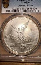2018-Mo Mexico 1 oz .999 Silver Libertad PCGS MS-69