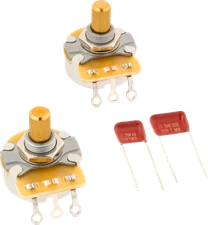 Genuine Fender Telecaster Solid Shaft Potentiometer and Capacitor Kit, 2-Pack