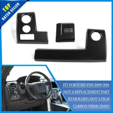 3x Center Console Dash Panel Trim Cover For Ford Raptor F150 09-14 Carbon Fiber