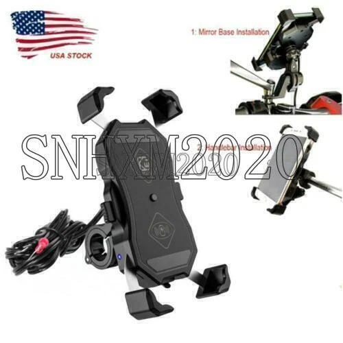 Wireless Charger Phone Holder Mount For Yamaha V-Star 250 650 950 1100 1300 Foto 2 de 4