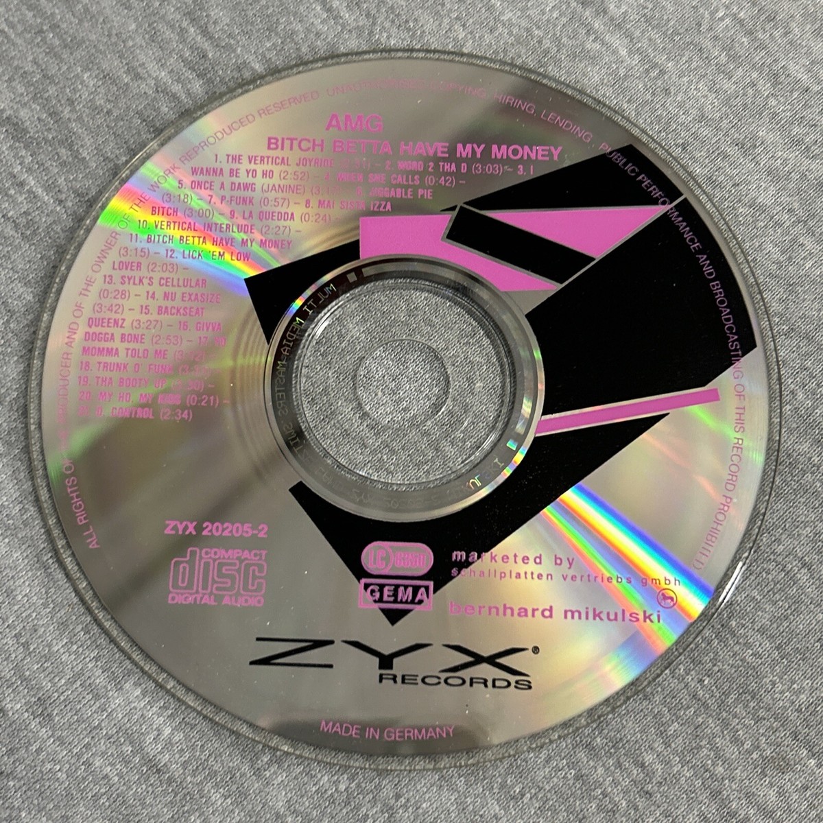 AMG: Bitch Betta Have My Money (CD, ZYX Records, 1991) Made