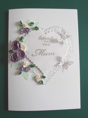 Personalised Handmade Luxury Birthday//AnniversaryCard.Quilled Roses multi colour