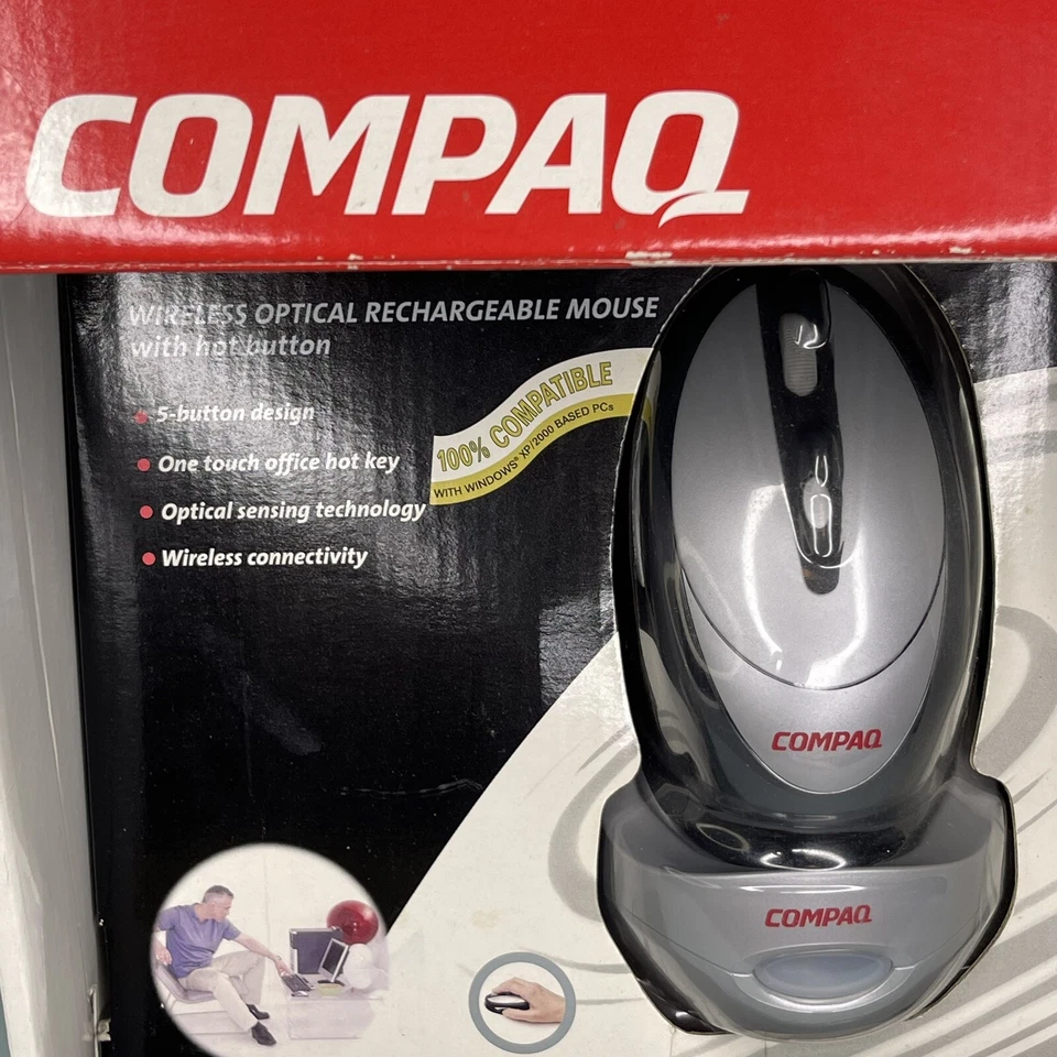 Vtg Compaq wireless mouse with dock CPQ600iD - Image 2 of 4