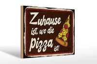 Holzschild Spruch 30X20 Cm Zuhause Ist, Wo Die Pizza Ist Deko Schild