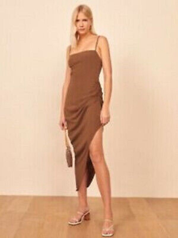 REFORMATION Mignon Dress BODYCON IN Toffee WOMENS SIZE 2 NEW