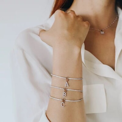 Orecchini Comete In Argento 925 Con Lettera E Stella – Zirconi Bianchi, Doratura Rosé