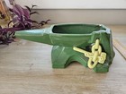 Vintage 1953 McCoy Pottery Green Anvil with Hammer & Chain Planter U.S.A