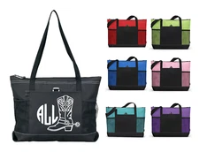 BOOTS MONOGRAM NAME GEMLINE ZIPPERED TOTE PURSE TRAVEL OVERNIGHT SPORTS GYM BAG