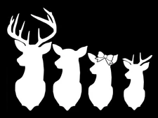 8" Buck Deer Family White Vinyl Decal, Truck Car Windows Camper Trailer RV