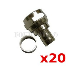 20 Pack Lot - RG59 Coax Cable F-Type 2pc Crimp-On Connector Plug CCTV DVR Male