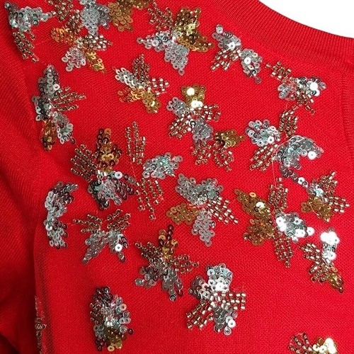 Charter Club Women's Size S Cardigan Sweater Red Sequin Rhinestone Buttons New - Picture 12 of 14