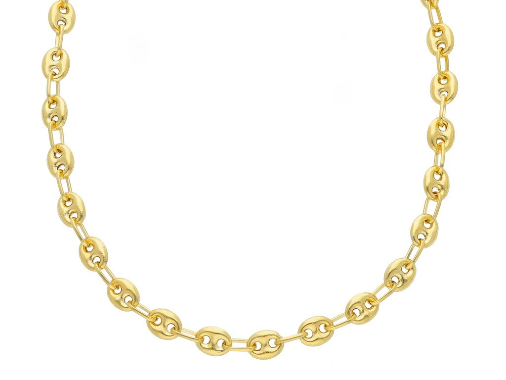 18K YELLOW GOLD BIG MARINER CHAIN MM, ITALY MADE PUFFED