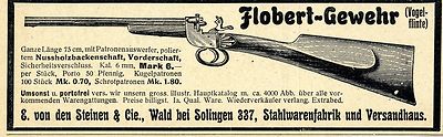 E. von den Steinen & Cie. Wald b. Solingen Vogelflinte Historische Annonce 1905