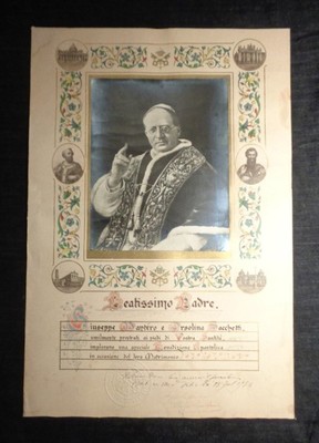 Benedizione Apostolica Matrimonio Beatissimo Padre Papa Pio Xi 1934 Ebay