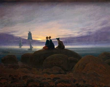 Oil painting caspar david friedrich - Moonrise over the Sea with figures canvas
