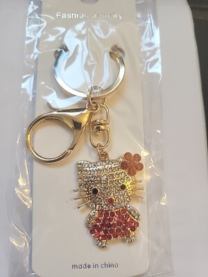 New Hello Kitty Style Three Red Rhinestone Key Chain Handbag Charm | eBay