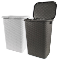 WäSchebox Flechtoptik Mit Klappdeckel, Ca. 53 L, 60 X 43 X 33 Cm Weiß