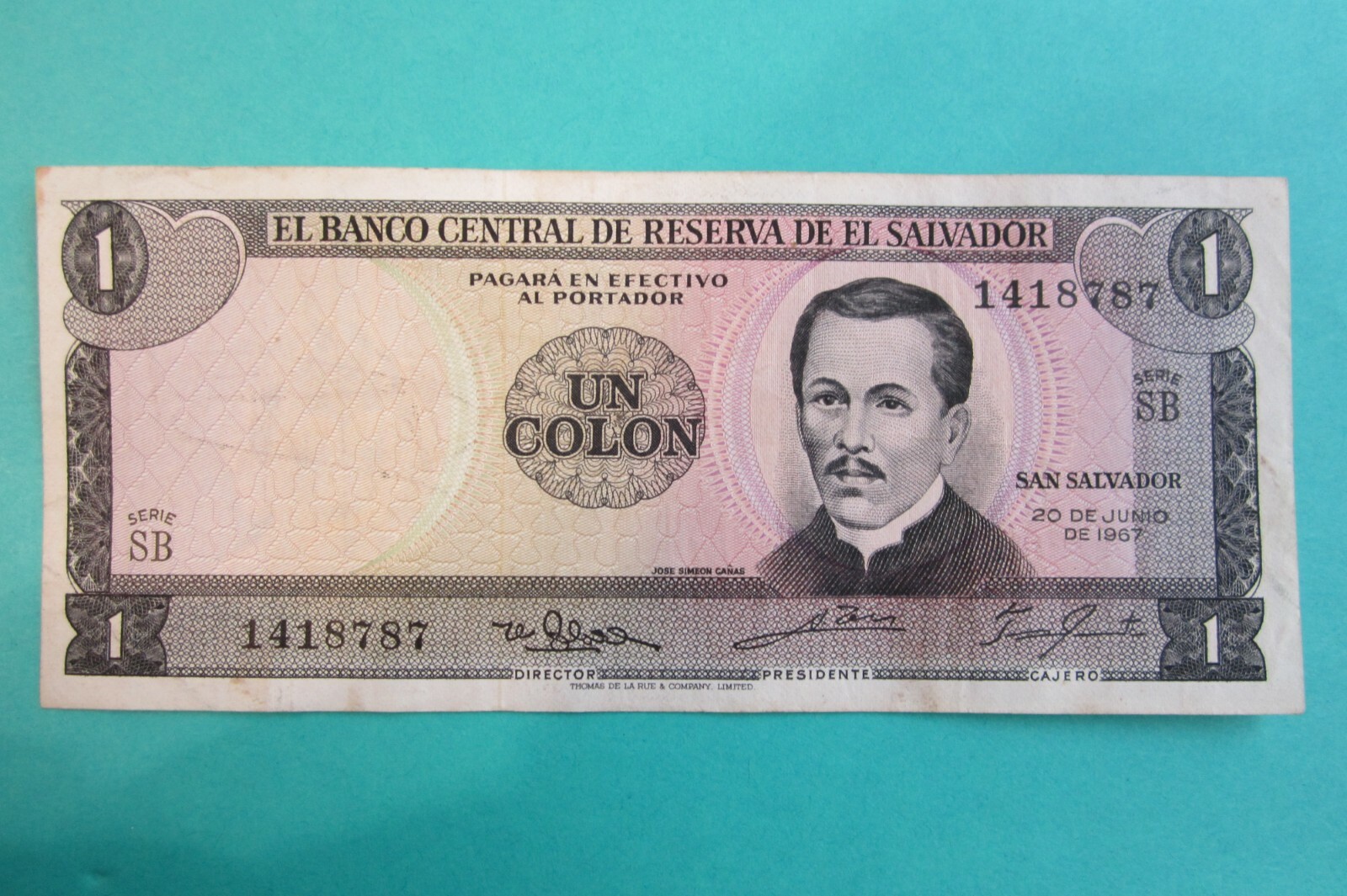 El Salvador 1967 Un Colon Bank Note El Salvador 1967 1 Colon Note | eBay