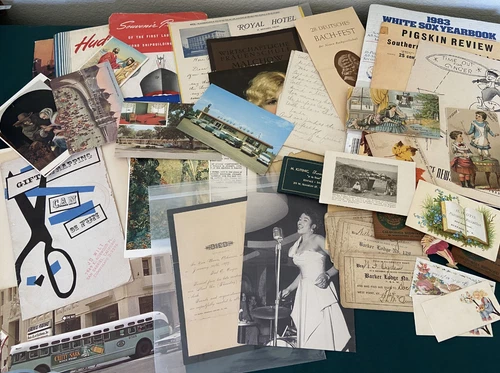 11 Pounds Mixed Ephemera Magazines Letters Tradecards Sports Winery Vintage