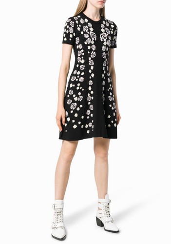 Kenzo Floral Knit Dress Size L Black - Picture 2 of 17
