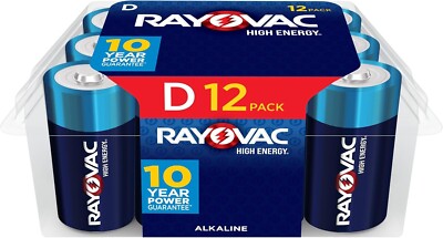 Rayovac High Energy D Batteries (12 Pack), Alkaline D Cell Batteries
