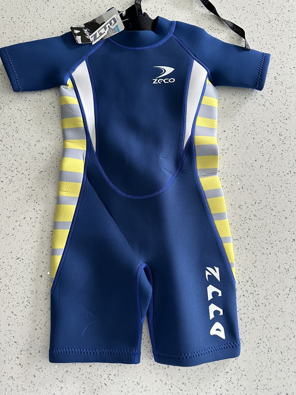 ZCCO Kids Wetsuit 2.5mm Neoprene Shorty Size S NWT Back Zip Boys Blue