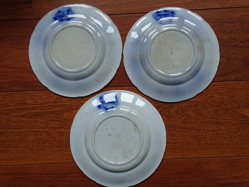 SARREGUEMINES 3 ANCIENNES ASSIETTES DESSERT BRYONIA BLEU OR 19 eme - Picture 6 of 7