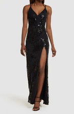 Speechless Women's Juniors' Black Embroidered Sequin Mesh Gown Dress Size 3