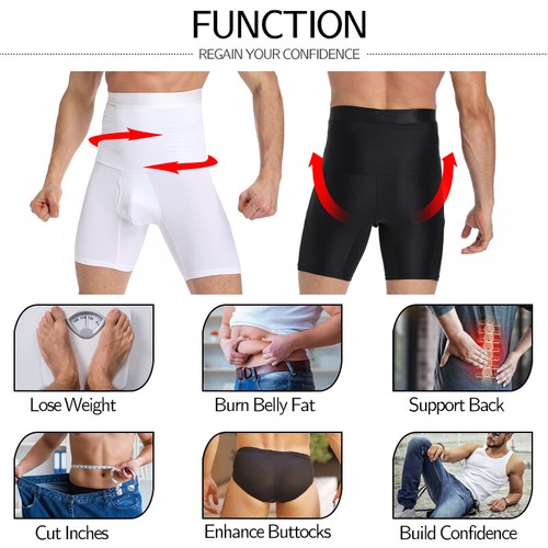 Pantaloni dimagranti uomo vita alta boxer pancia body shaper cintura compressione cintura - Foto 8 di 20