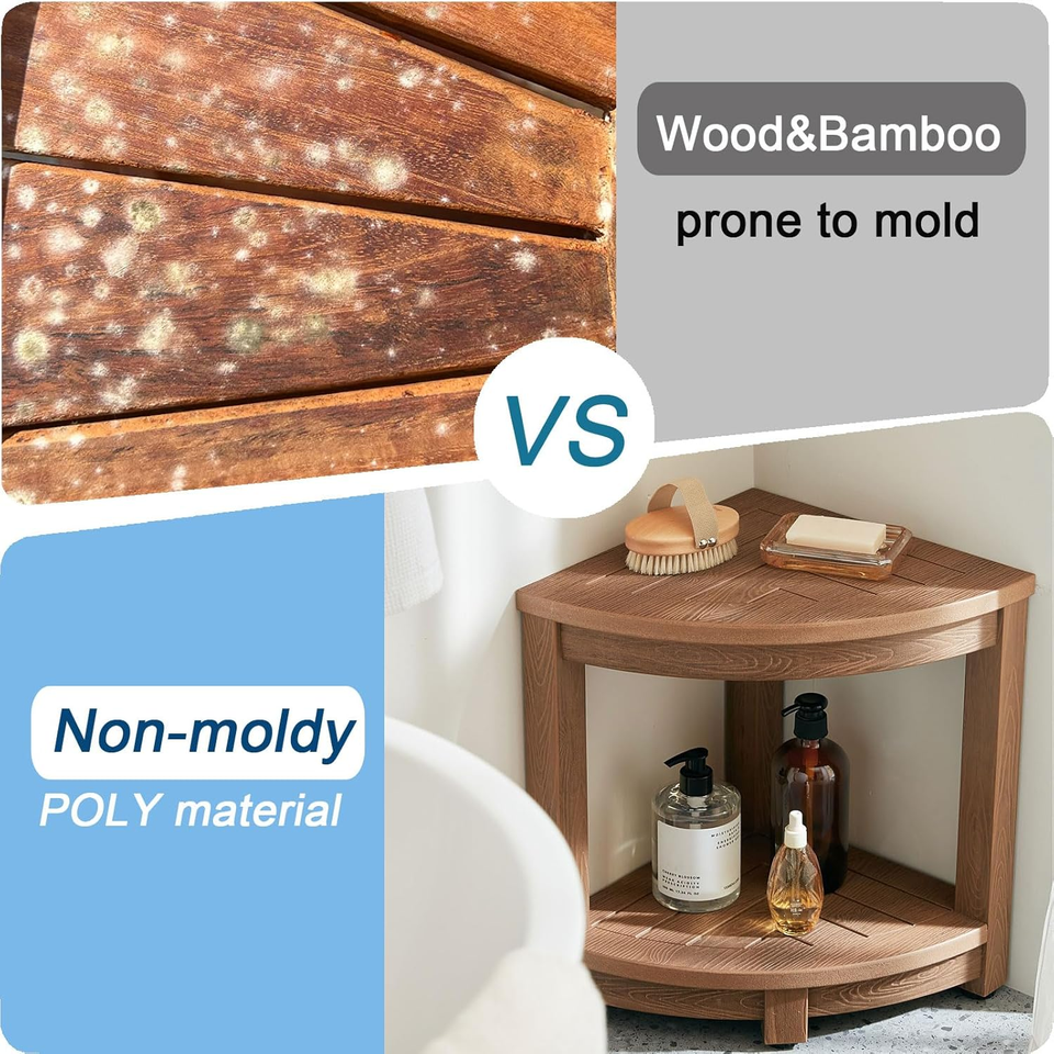 Corner Shower Stool for Shaving Leg, Waterproof Bathroom Shower Bench