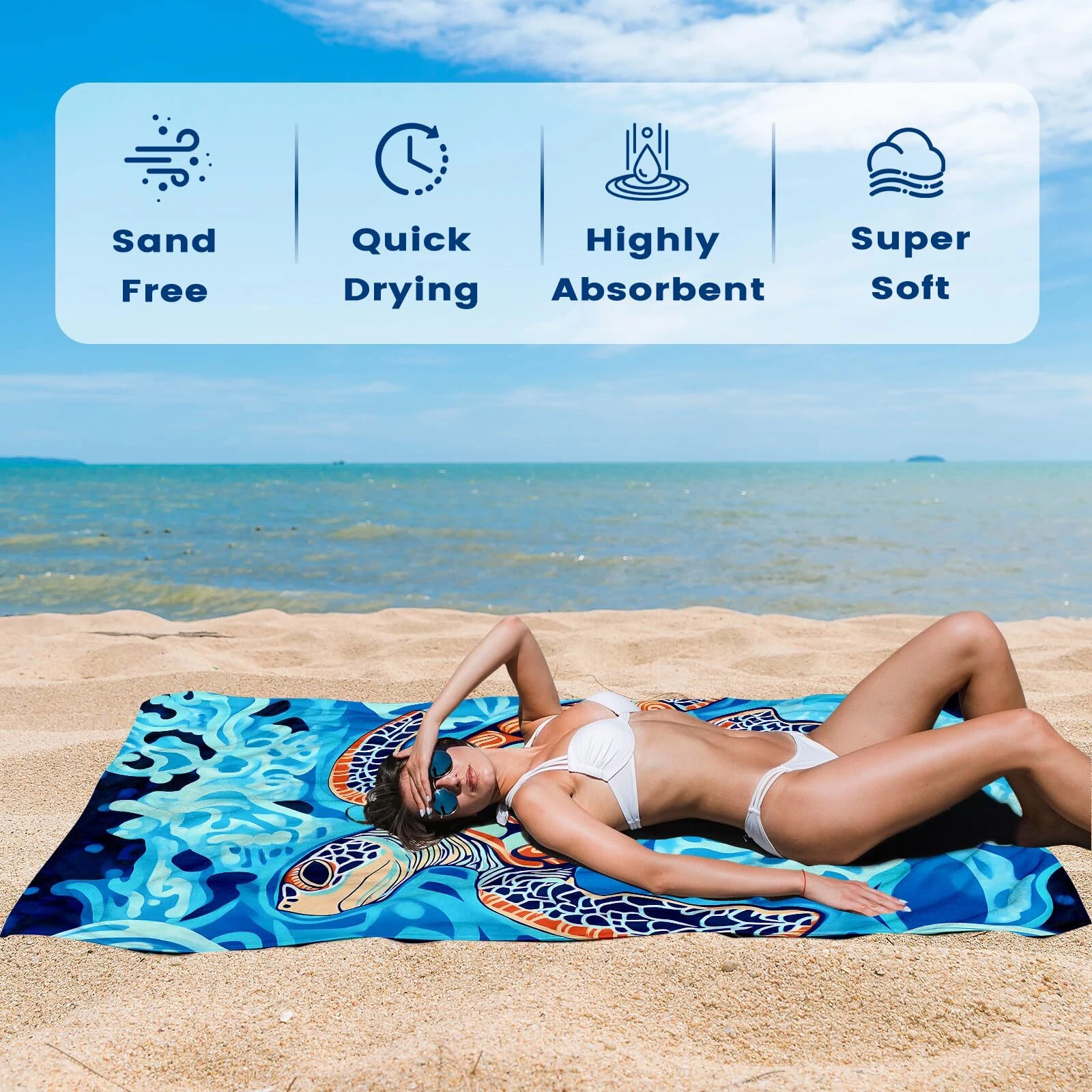 2 Pack Microfiber Beach Towel Oversized 71"x32" Sand Free Quick Dry Absorbent...