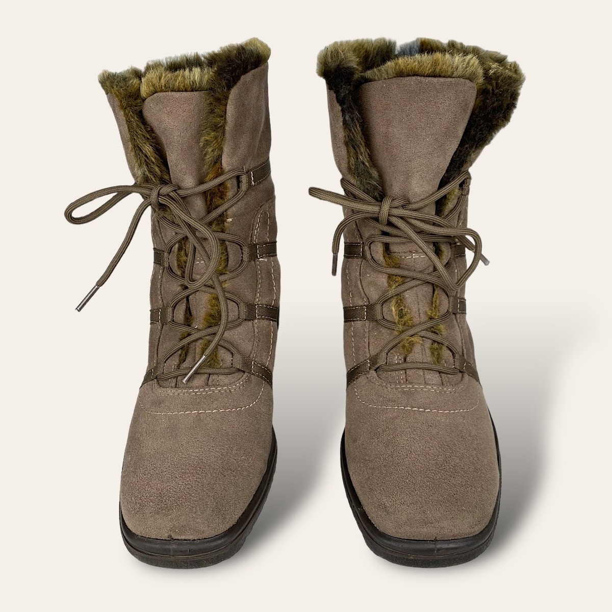 Ara Magaly GORE-TEX Brown Suede Faux Fur Weatherproof Lace Up Boots Sz  $199