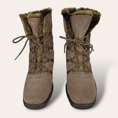 Ara Magaly GORE-TEX Brown Suede Faux Fur Weatherproof Lace Up Boots Sz 6 $199
