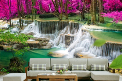 3D Spring Forest Waterfall Wallpaper Wall Mural Removable Self-adhesive ...