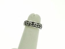Sterling Silver Band Ring with Eternity Chain Link Design Size-5