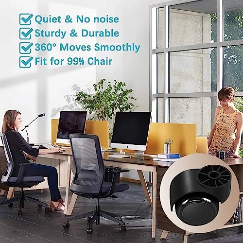 2 Inch Black Silent Stemless Caster,Office Chair Wheels Replacement