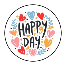 HAPPY DAY ENVELOPE SEALS STICKERS LABELS TAGS 1.5" ROUND (30) HEARTS