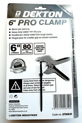 DEKTON 6'' PRO CLAMPS NON SLIP 80MM JAW OPENING HINGED JAWS DIY TOOL