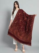 Maroon Paisley Winter Cashmere Wool Shawl Wrap Women Large Pashmina Throw 80"