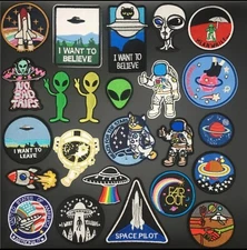 Assorted UFOs Aliens Space Spaceship Astronaut Iron-On Embroidered Patches