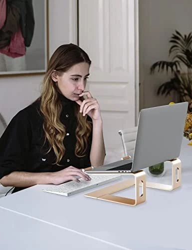 Aluminum Laptop Stand for Desk Ergonomic Computer Riser with Detachable Holder