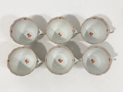 6x Meissen Indian Flower Red Coffee Cups & Saucers Set - Picture 4 of 19