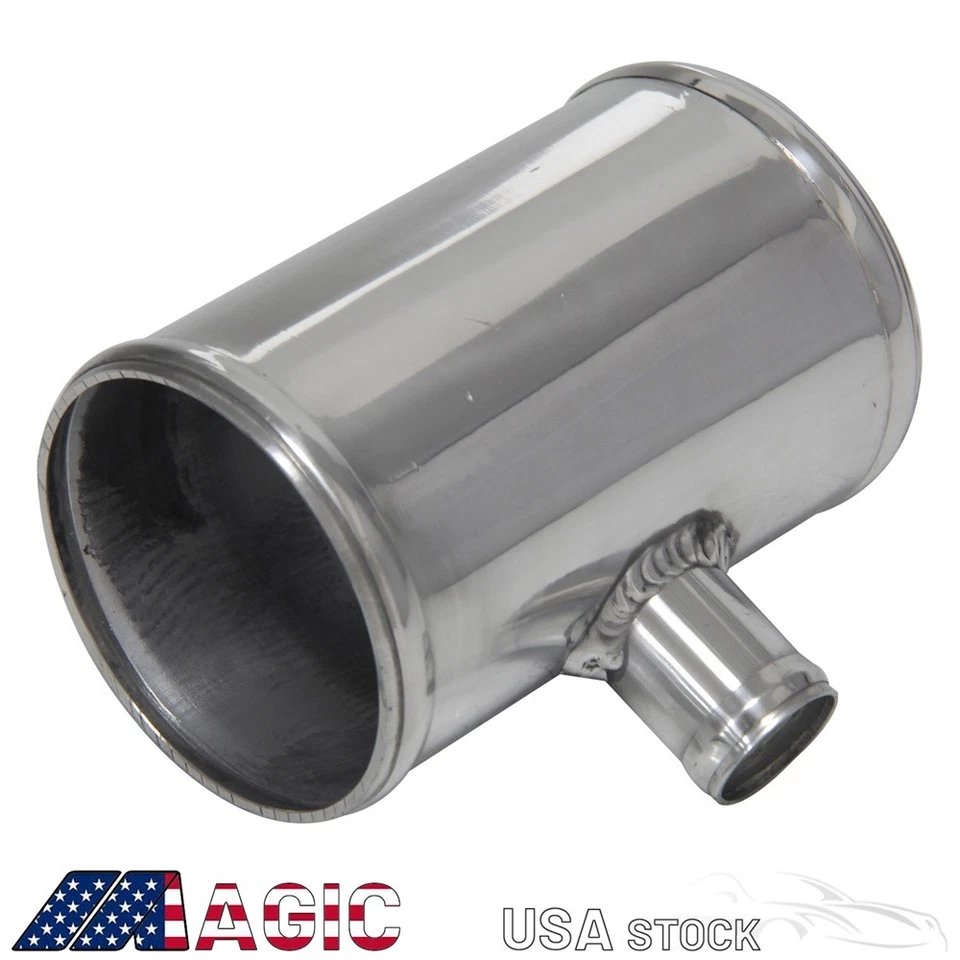 Adaptador de válvula de soplado de 3" 76 mm tubo en forma de tubo en T de aluminio para 25 mm ID BOV plateado Foto 3 de 4