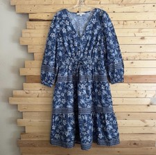 LOFT Women s Floral Smocked Cottagecore Elastic Waist Midi Dress M New With Tags