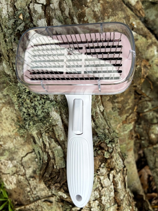 1 Auto-Clean Pet Brush (Pink) EASY clean, lightweight & packable GROOM AT HOME