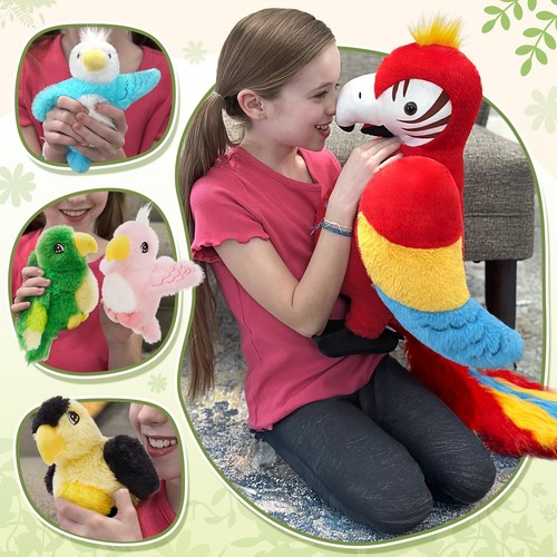 Macaw Parrot Stuffed Animals with Babies, 18'' Mommy Stuffed Parrot Plush wit... - Bild 3 von 9